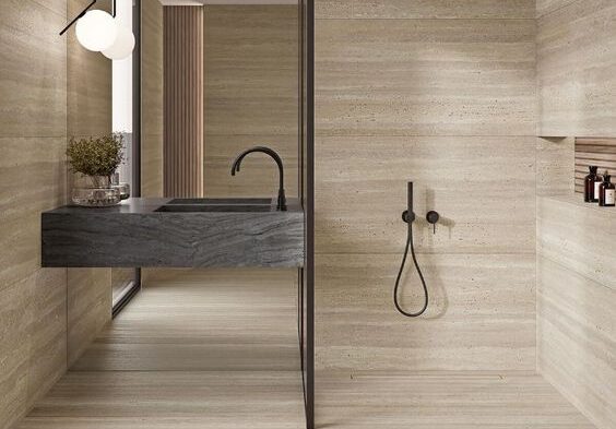 Bathroom Wall Beige Travertine