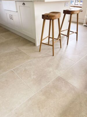 Cream Travertine Kitchen Floor