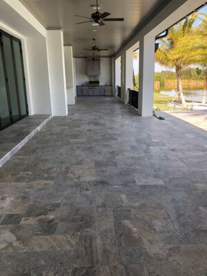 Dark Silver Travertine outdoor flooring